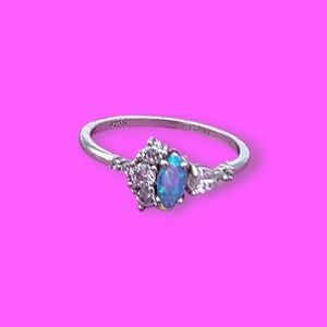 Charmed Aroma Blue Opal Sterling Silver Ring Size 10